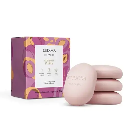 Kit Sabonetes em Barra Vegetal Perfumado Eudora Instance Algodão e Jasmim 4x80g